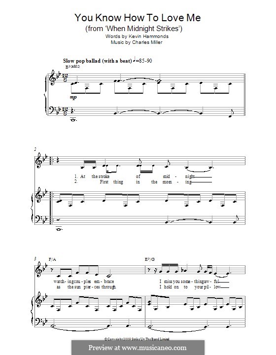 You Know How to Love Me (from When Midnight Strikes): Für Stimme und Klavier by Charles Miller