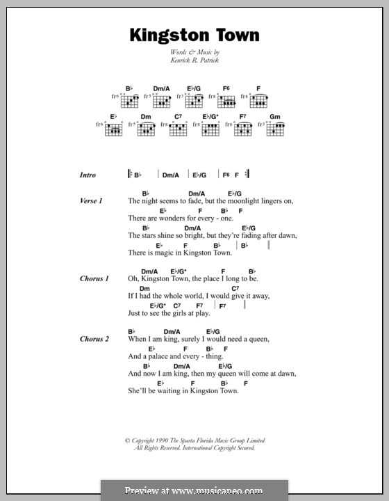 Kingston Town (UB40): Texte und Akkorde by Kenrick R. Patrick