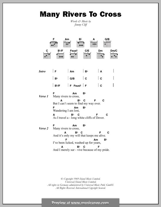 Many Rivers to Cross (UB40): Text und Akkorde by Jimmy Cliff