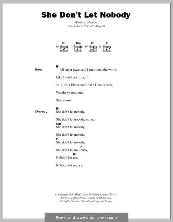 She Don't Let Nobody: Text und Akkorde by Curtis Mayfield, Dino Fekaris