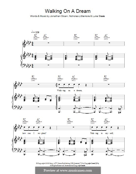 Walking on a Dream (Empire of the Sun): Für Stimme und Klavier (oder Gitarre) by Jonathan Sloan, Luke Steele, Nicholas Littlemore