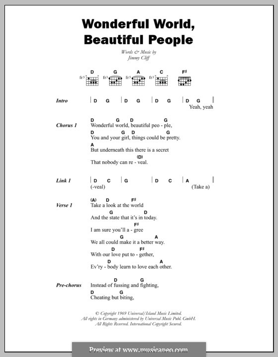 Wonderful World, Beautiful People: Text und Akkorde by Jimmy Cliff