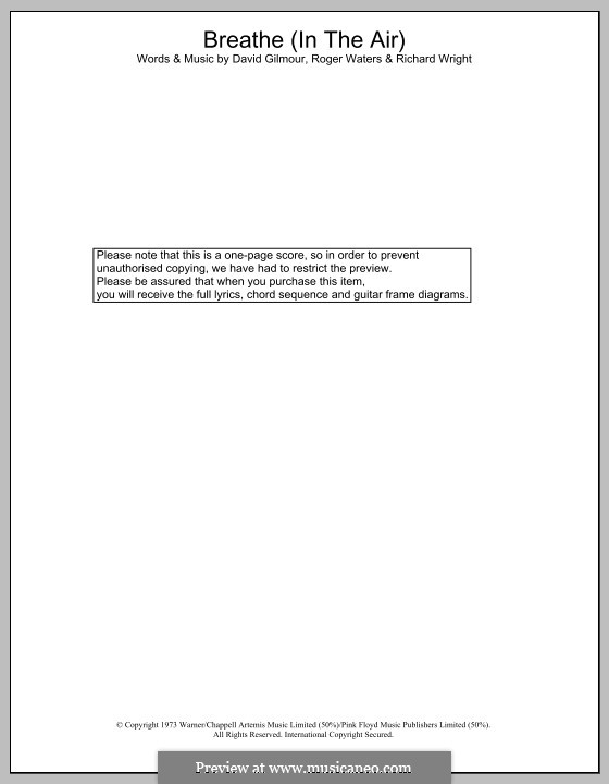 Breathe (Easy Star All-Stars): Text und Akkorde by David Gilmour, Richard Wright, Roger Waters