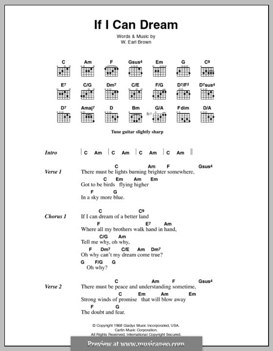If I Can Dream (Elvis Presley): Text und Akkorde by W. Earl Brown