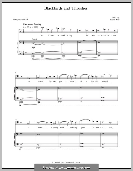 Blackbirds and Thrushes (for bass/baritone and piano): Blackbirds and Thrushes (for bass/baritone and piano) by Judith Weir