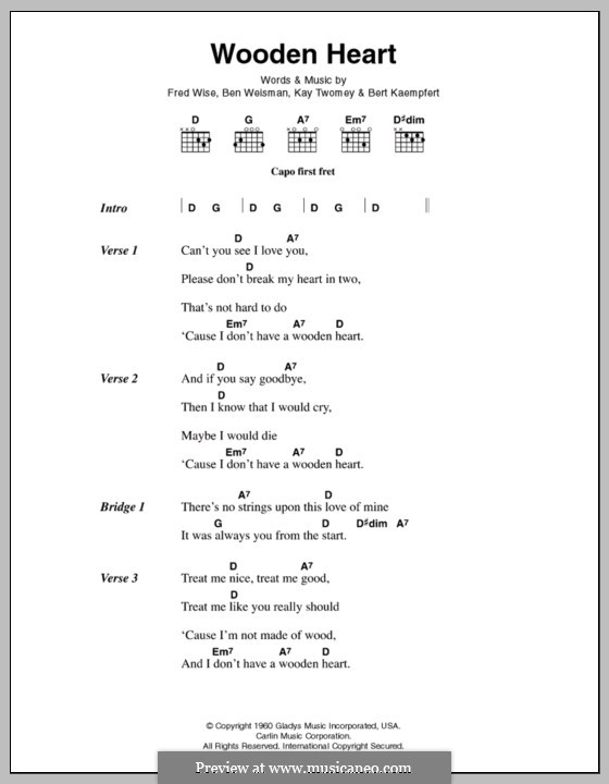 World We Knew (Over and Over): Text und Akkorde by Ben Weisman, Bert Kaempfert, Fred Wise, Kay Twomey
