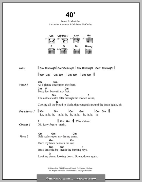 40' (Franz Ferdinand): Text und Akkorde by Alexander Kapranos, Nicholas McCarthy