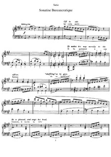 Bürokratische Sonatinе: Für Klavier by Erik Satie