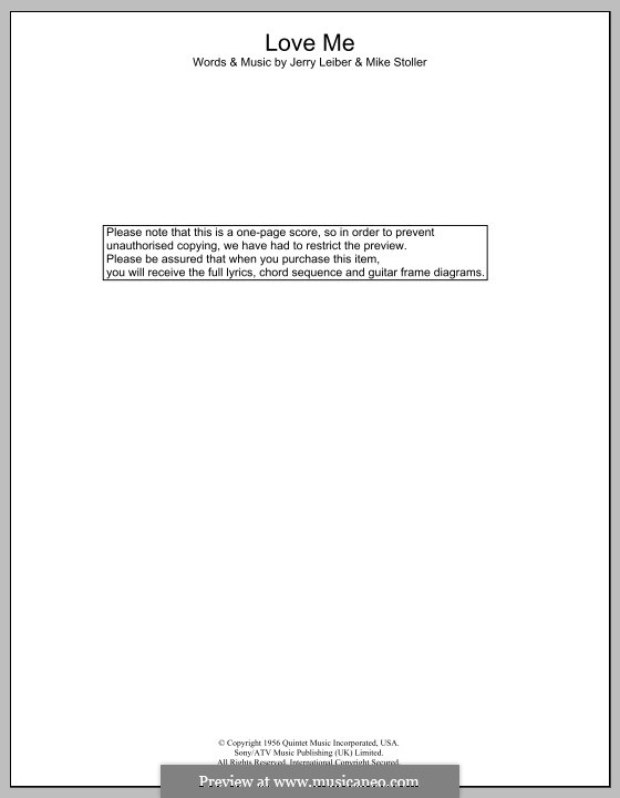 Love Me (Elvis Presley): Text und Akkorde by Jerry Leiber, Mike Stoller
