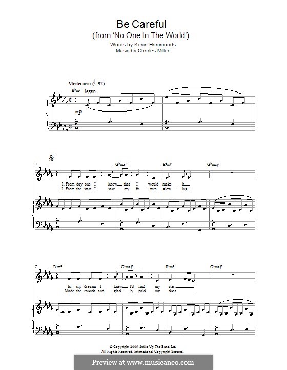 Be Careful (from No One in the World): Für Stimme und Klavier by Charles Miller