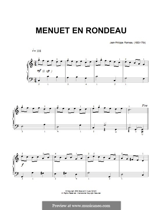 Menuett in C-Dur, RCT 4: Für Klavier by Jean-Philippe Rameau