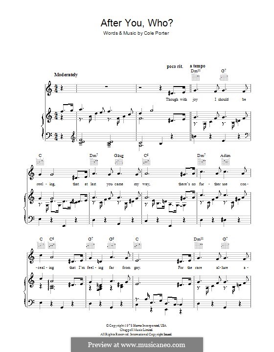 After You, Who?: Für Stimme und Klavier (oder Gitarre) by Cole Porter