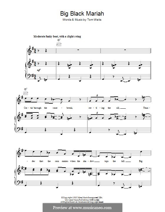 Big Black Mariah: Für Stimme und Klavier (oder Gitarre) by Tom Waits