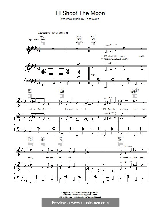 I'll Shoot the Moon: Für Stimme und Klavier (oder Gitarre) by Tom Waits