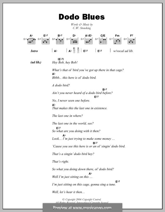 Dodo Blues: Texte und Akkorde by C.W. Stoneking
