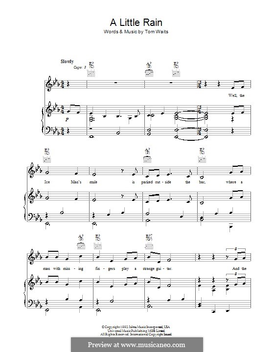 A Little Rain: Für Stimme und Klavier (oder Gitarre) by Tom Waits