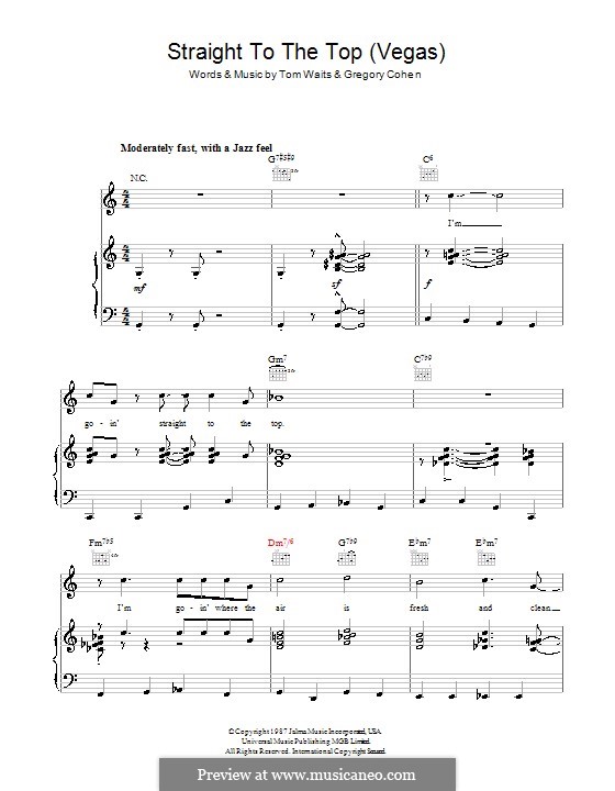 Straight to the Top (Vegas): Für Stimme und Klavier (oder Gitarre) by Gregory Cohen