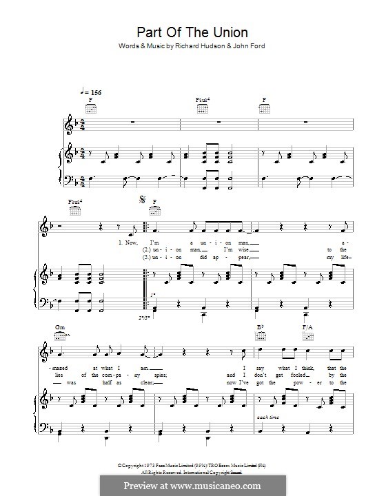 Part of the Union (The Strawbs): Für Stimme und Klavier (oder Gitarre) by John Ford, Richard Hudson