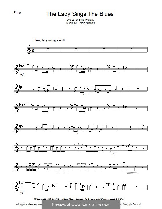 The Lady Sings the Blues (Billie Holiday): Für Flöte by Herbie Nichols