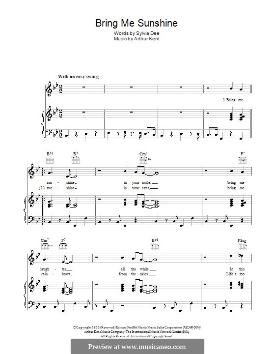 Bring Me Sunshine: Für Stimme und Klavier (oder Gitarre) by Arthur Kent
