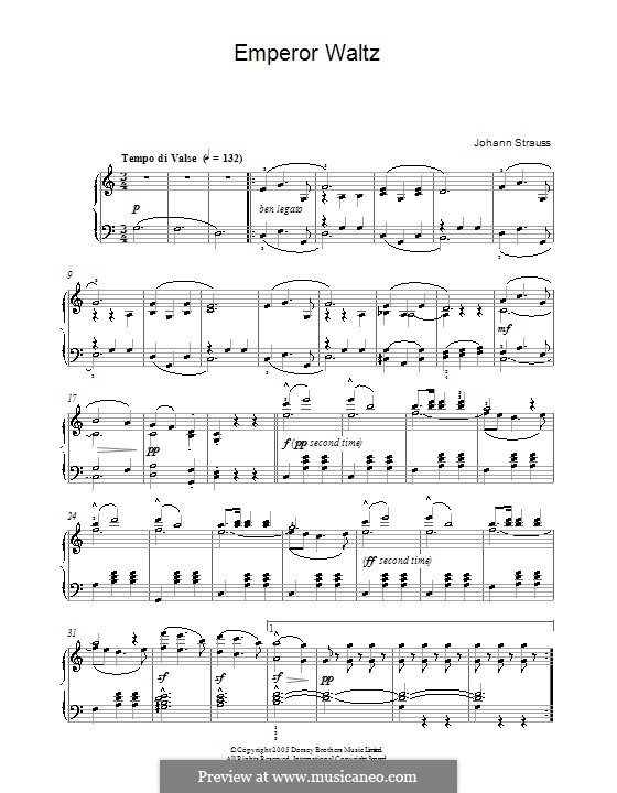 Kaiser-Walzer, Op.437: Für Klavier (Noten von hoher Qualität) by Johann Strauss (Sohn)