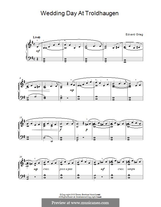 Lyrische Stücke, Op.65: Nr.6 Hochzeitstag auf Troldhaugen by Edvard Grieg