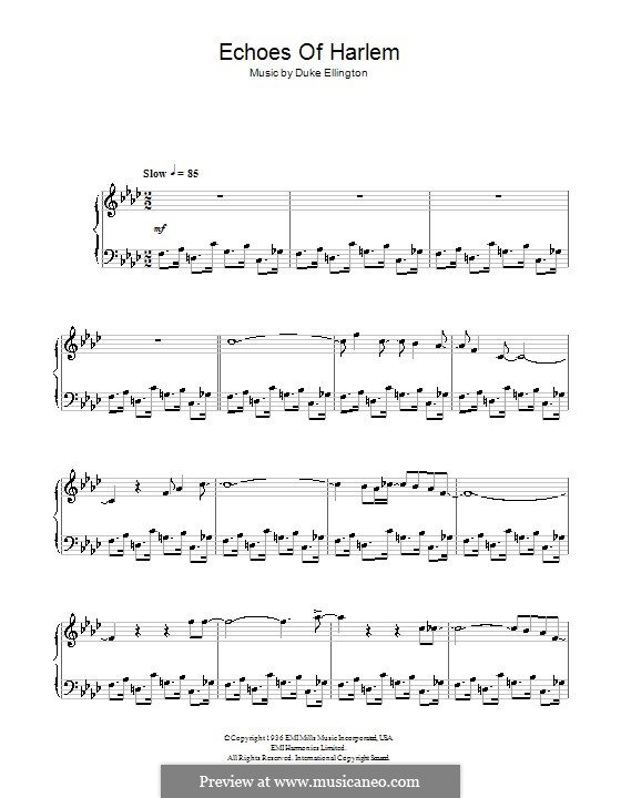 Echoes of Harlem: Für Stimme und Klavier (oder Gitarre) by Duke Ellington