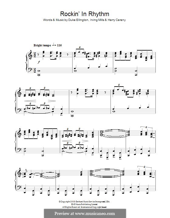 Rockin' in Rhythm (Duke Ellington): Für Stimme und Klavier (oder Gitarre) by Irving Mills, Harry Carney
