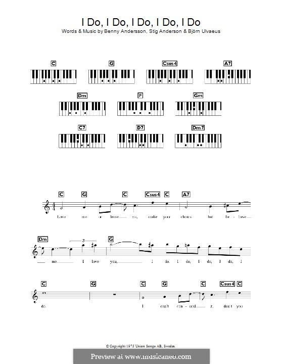 I Do, I Do, I Do, I Do, I Do (ABBA): Für Keyboard by Benny Andersson, Björn Ulvaeus, Stig Anderson