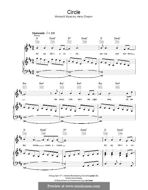 Circles (The New Seekers): Für Stimme und Klavier (oder Gitarre) by Harry Chapin