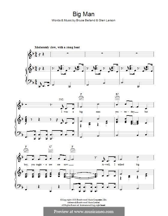 Big Man (The Four Preps): Für Stimme und Klavier (oder Gitarre) by Bruce Belland, Glen Larson