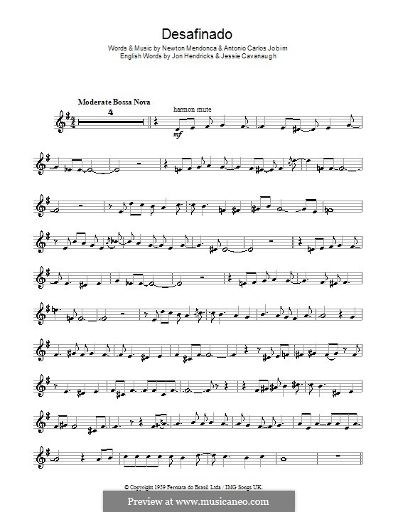 Desafinado (Slightly Out of Tune): Für Trompete by Antonio Carlos Jobim