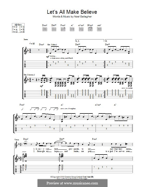 Let's All Make Believe (Oasis): Für Gitarre mit Tabulatur by Noel Gallagher