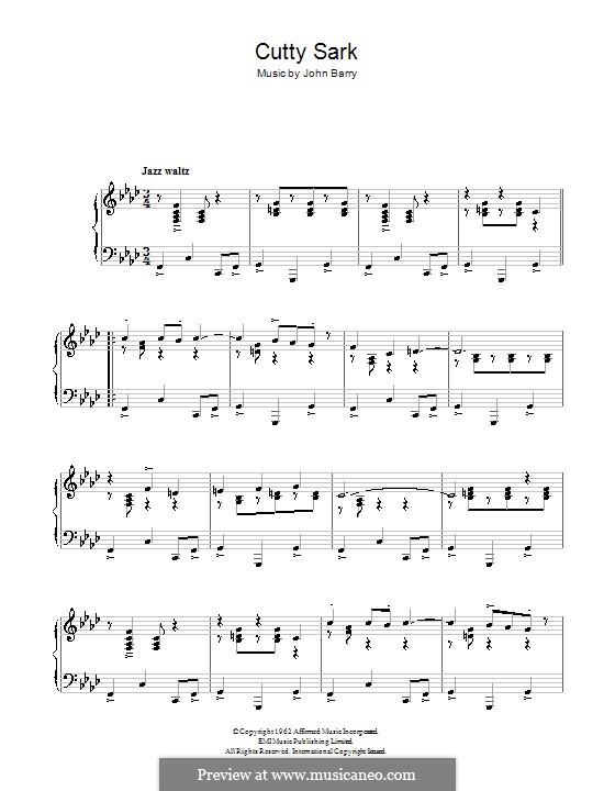 Cutty Sark (The John Barry Seven): Für Klavier by John Barry