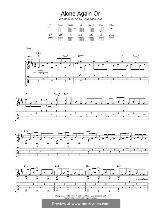Alone Again or (Love): Für Gitarre mit Tabulatur by Brian MacLean