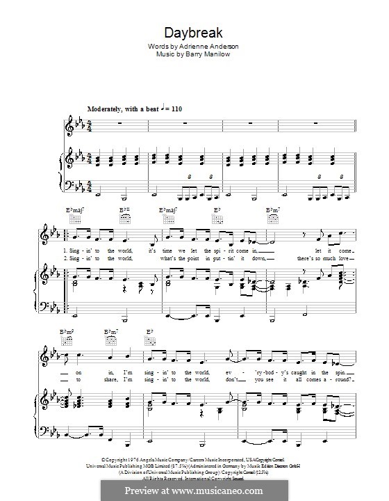 Daybreak: Für Stimme und Klavier (oder Gitarre) by Barry Manilow