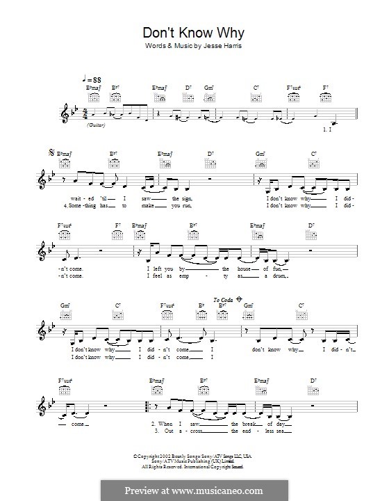 Vocal version: Melodie, Text und Akkorde by Jesse Harris