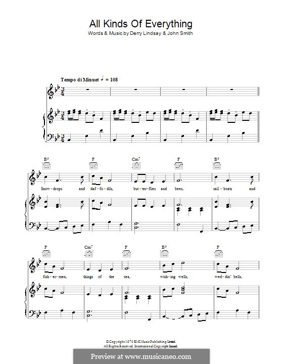 All Kinds of Everything (Dana): Für Stimme und Klavier (oder Gitarre) by John Smith, Derry Lindsay