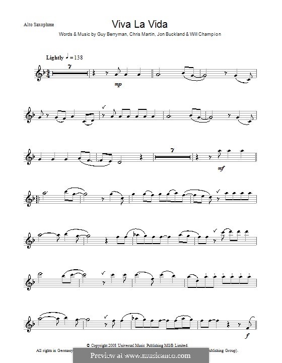 Instrumental version: Für Altsaxophon by Chris Martin, Guy Berryman, Jonny Buckland, Will Champion