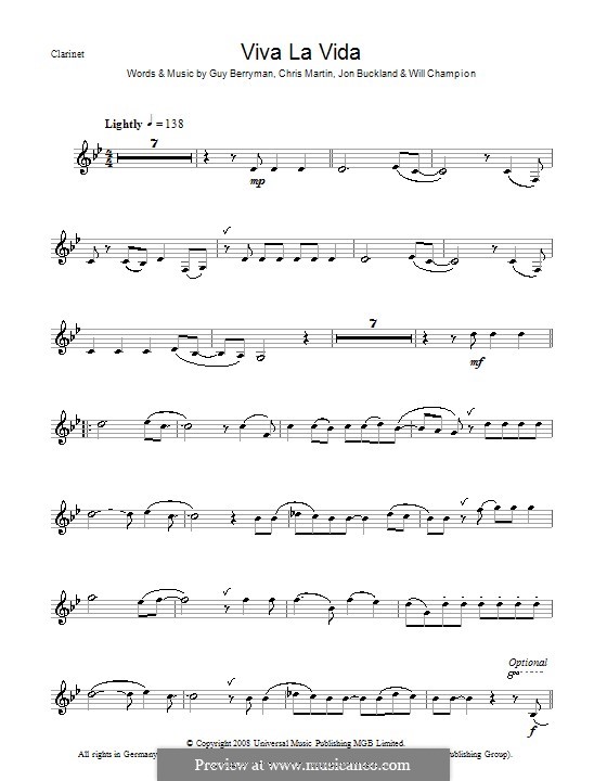 Instrumental version: Für Klarinette by Chris Martin, Guy Berryman, Jonny Buckland, Will Champion
