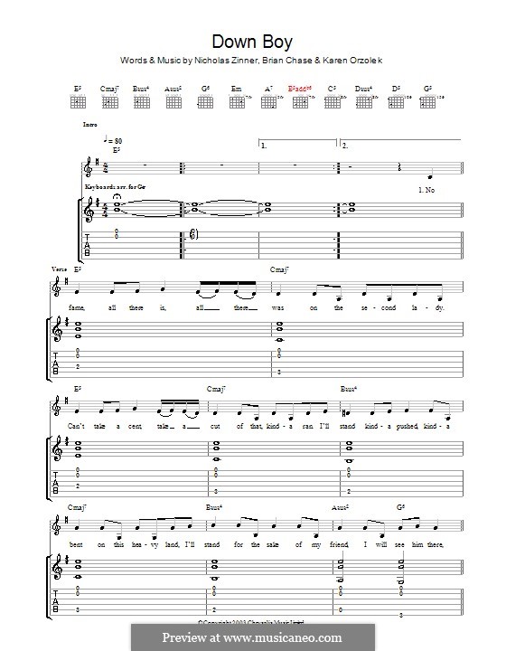 Down Boy (Yeah Yeah Yeahs): Für Gitarre mit Tab by Brian Chase, Karen O, Nicholas Zinner