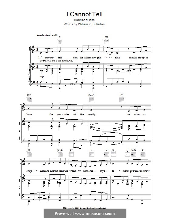 I Cannot Tell: Für Stimme und Klavier (oder Gitarre) by folklore