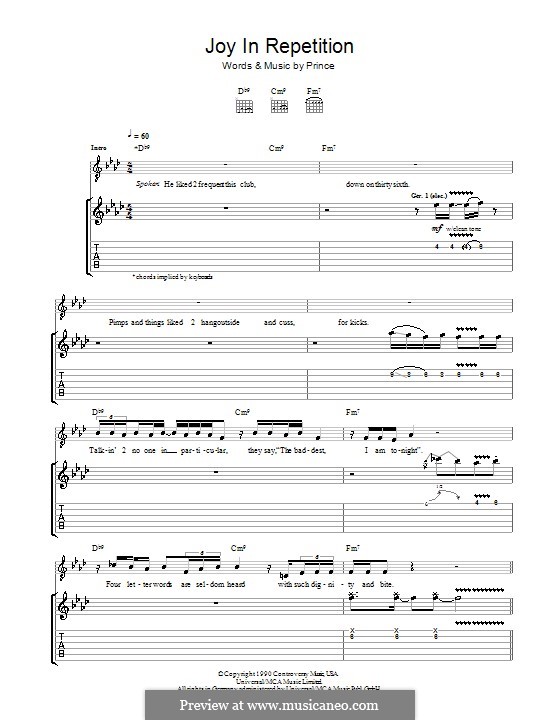 Joy in Repetition: Für Gitarre mit Tabulatur by Prince