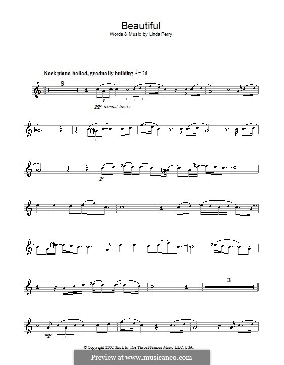 Beautifull (Christina Aguilera & Beverly McClellan): Für Altsaxophon by Linda Perry