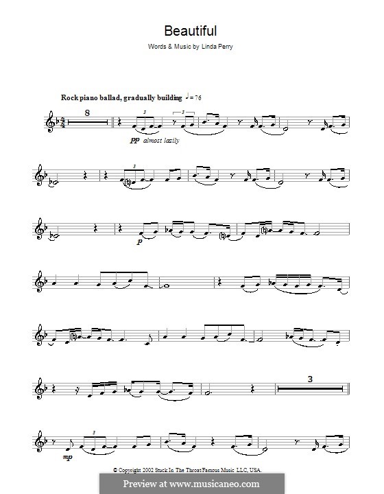 Beautifull (Christina Aguilera & Beverly McClellan): Für Klarinette by Linda Perry