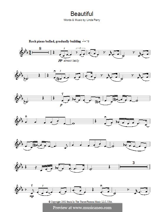 Beautifull (Christina Aguilera & Beverly McClellan): Für Violine by Linda Perry