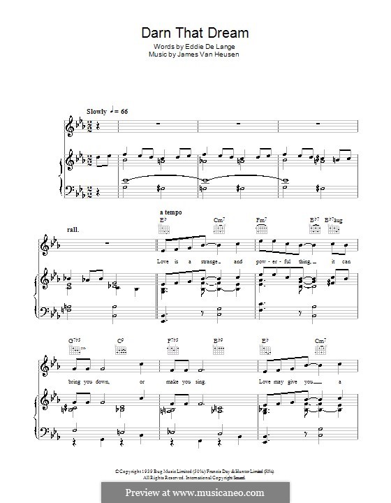 Darn That Dream: Für Stimme und Klavier (oder Gitarre) by Jimmy Van Heusen