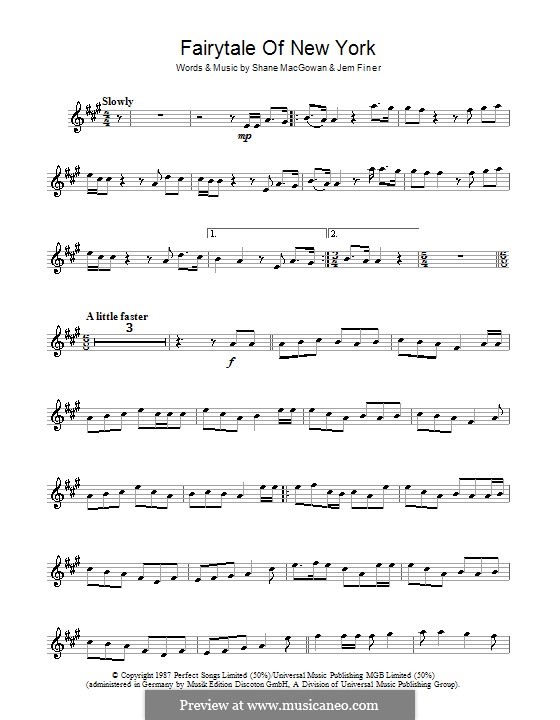 Fairytale of New York (The Pogues & Kirsty MacColl): Für Altsaxophon by Jem Finer, Shane MacGowan