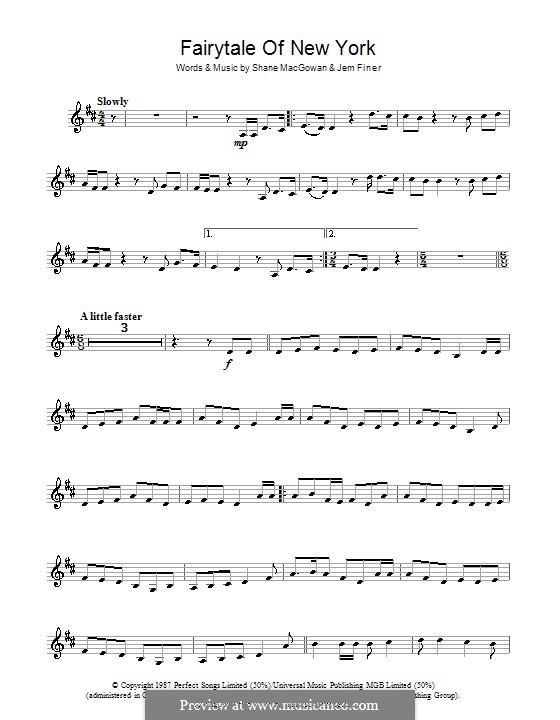 Fairytale of New York (The Pogues & Kirsty MacColl): Für Klarinette by Jem Finer, Shane MacGowan