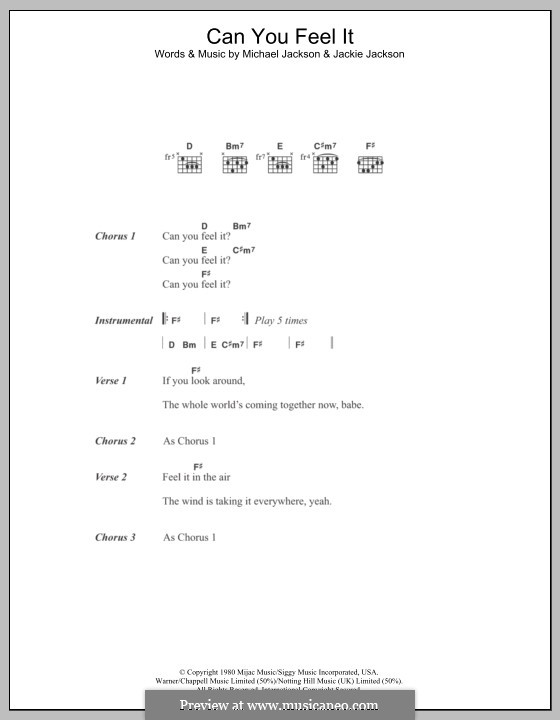 Can You Feel It (The Jacksons): Text und Akkorde by Jackie Jackson, Michael Jackson